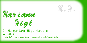 mariann higl business card